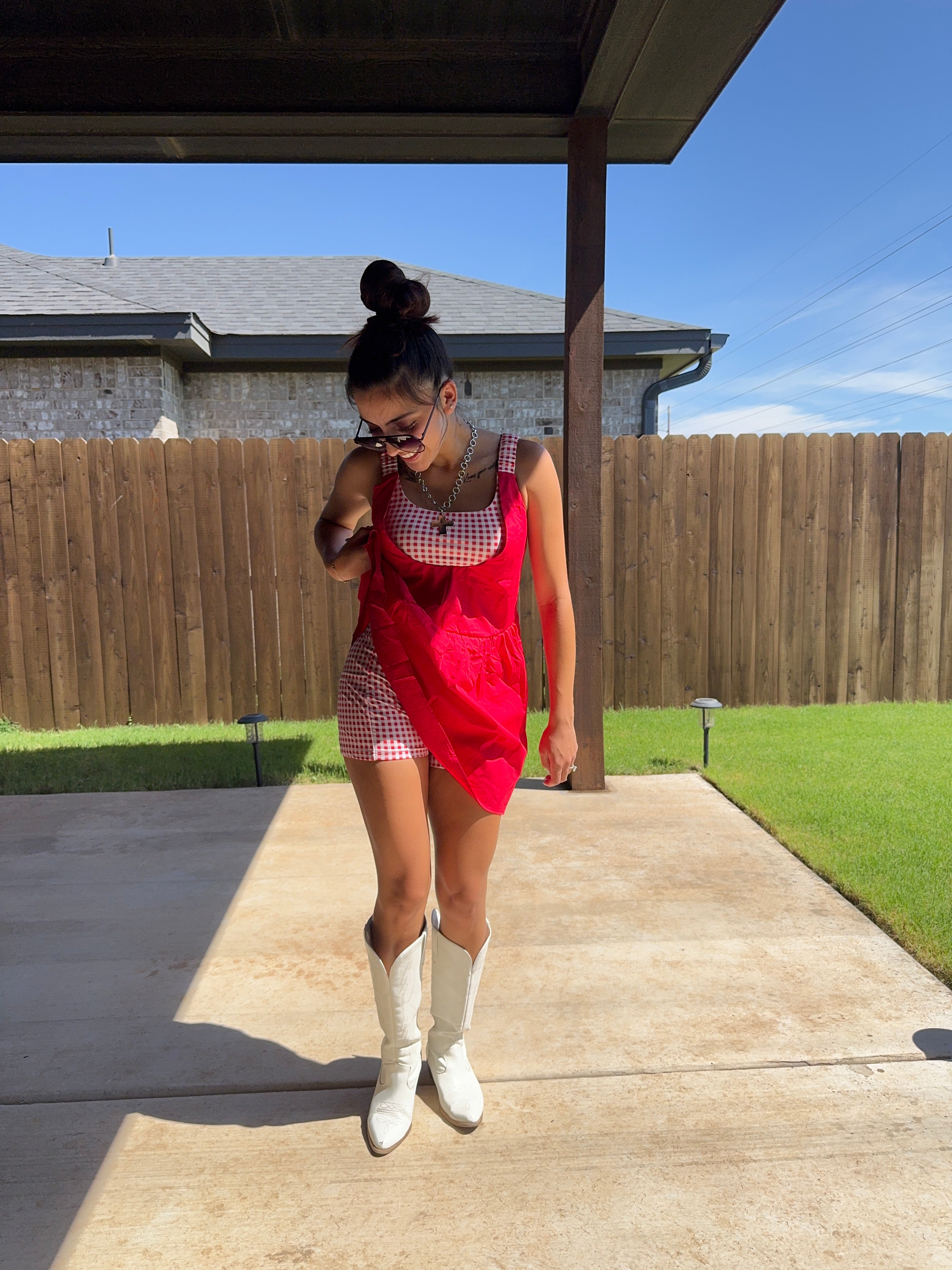 Red Gingham 2 Piece Dress