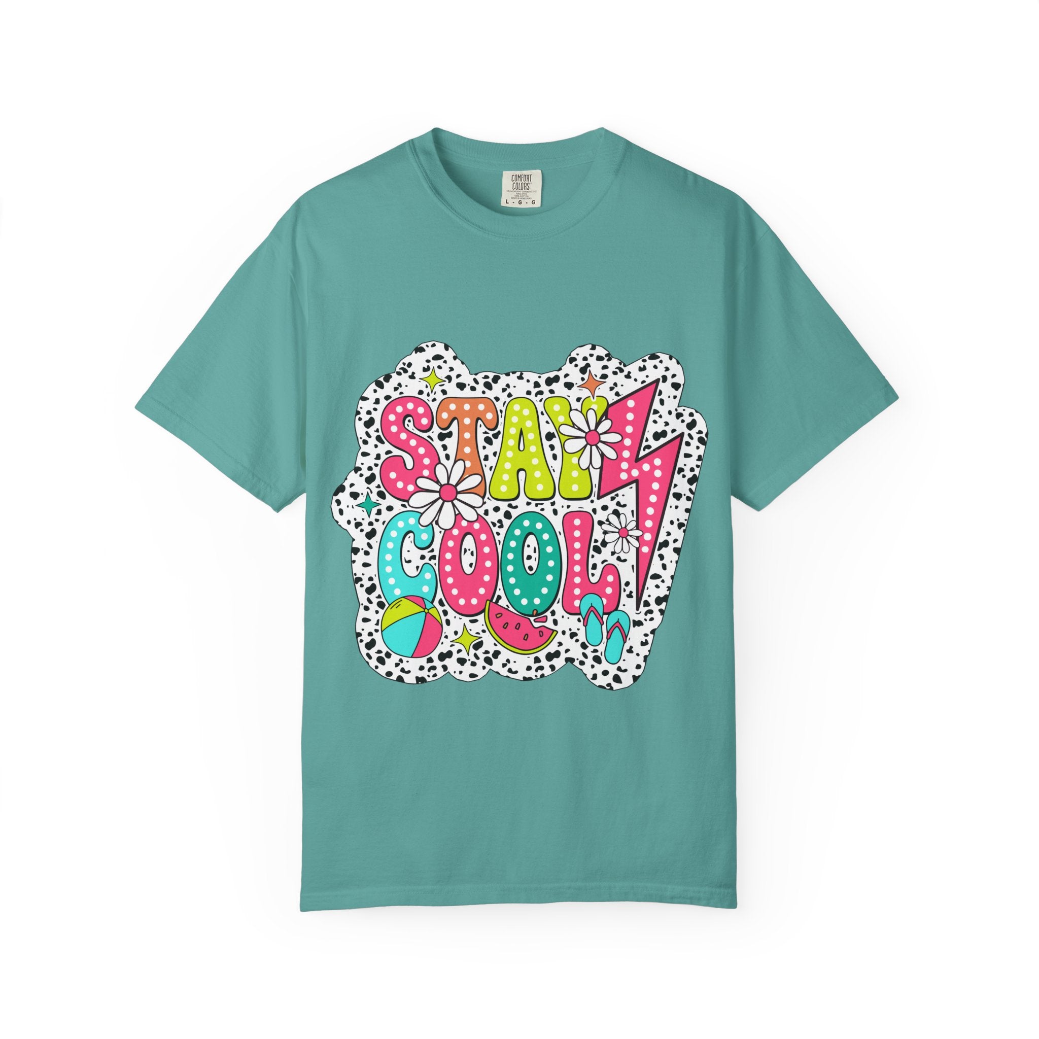 Stay Cool Graphic T-Shirt — Retro Doodle Flower & Peace Sign Tee