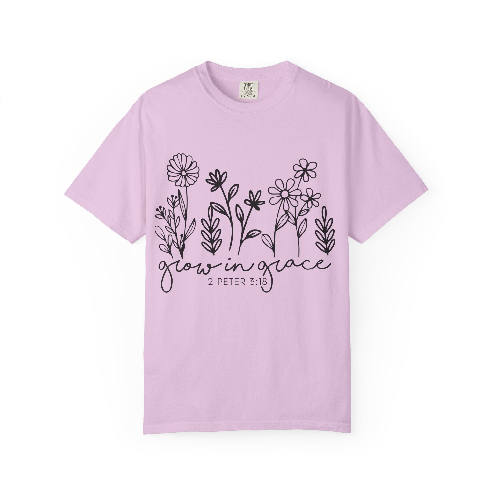 Grow in Grace Floral T-Shirt — 2 Peter 3:18 Christian Tee