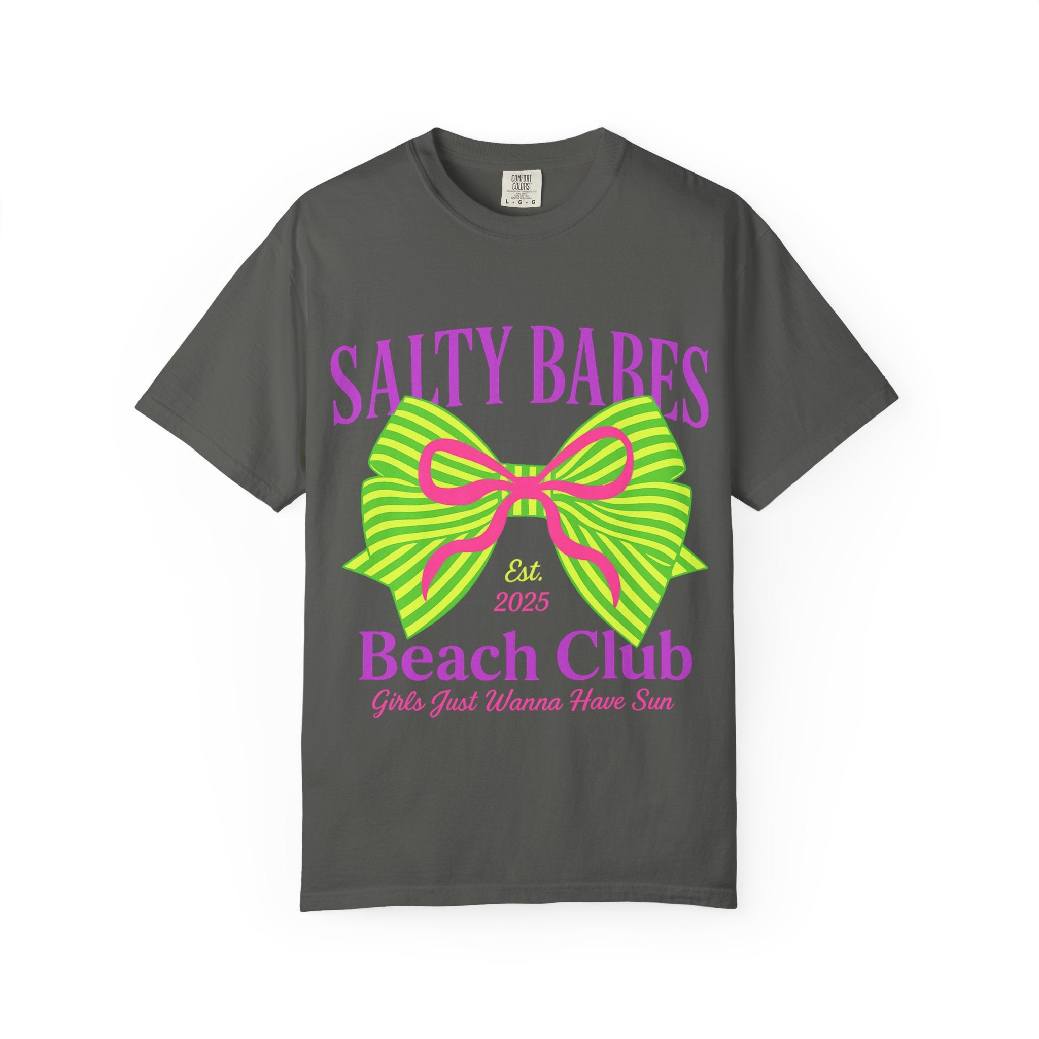 Salty Babes Beach Club T-Shirt — 2025 Neon Bow Summer Tee