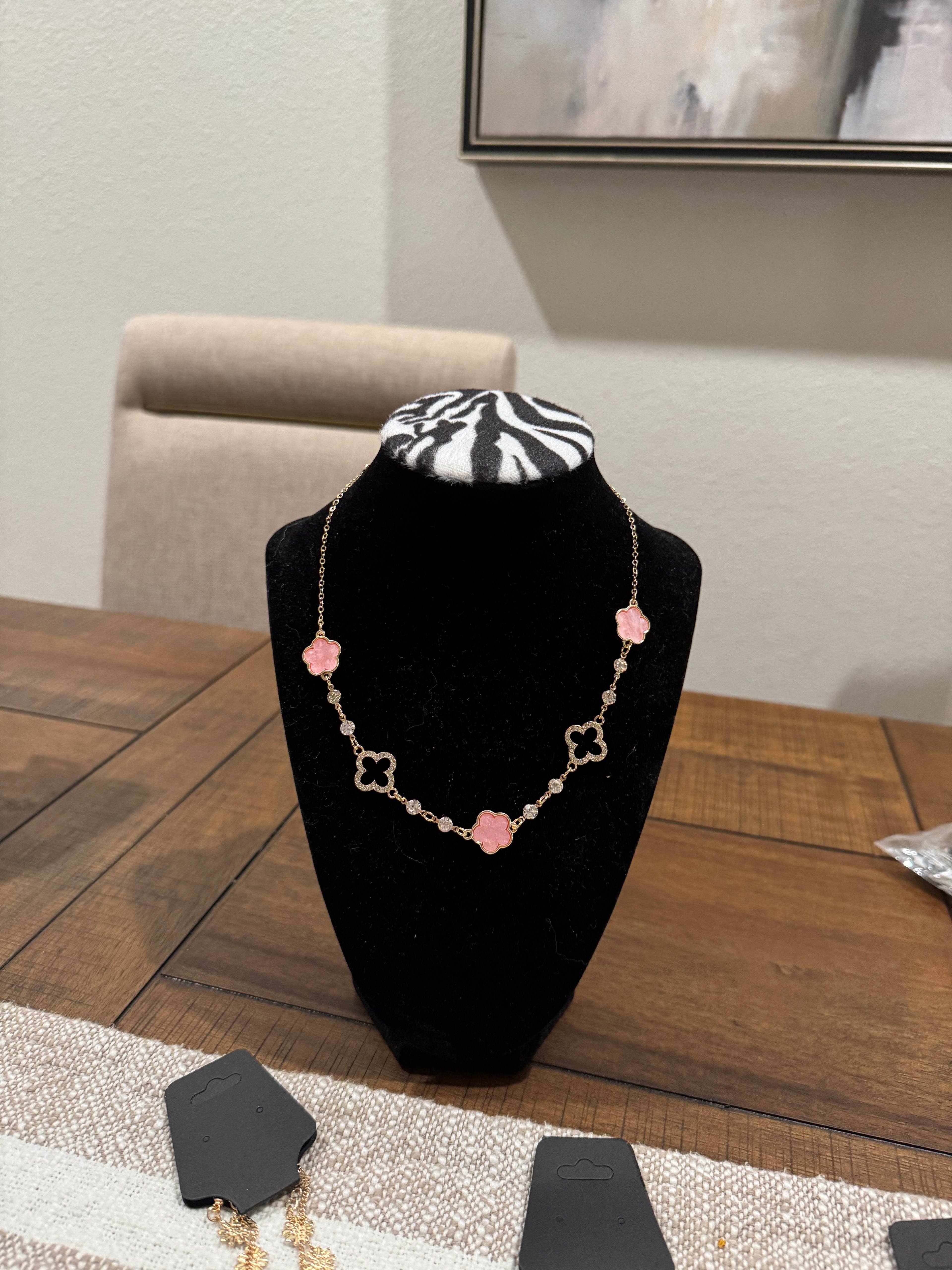 Pink Clover Necklace