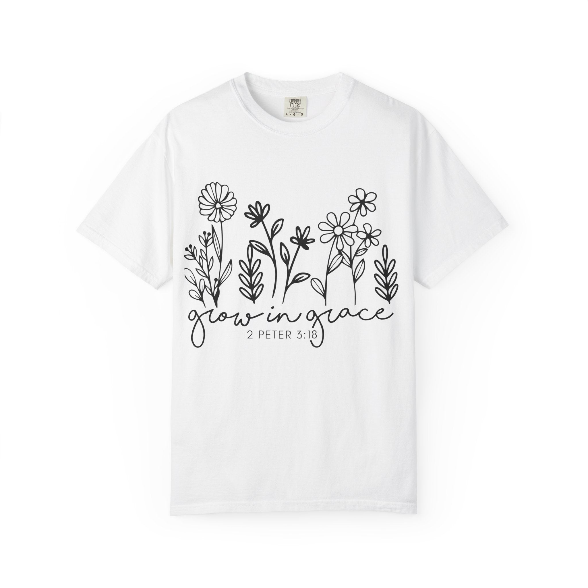 Grow in Grace Floral T-Shirt — 2 Peter 3:18 Christian Tee