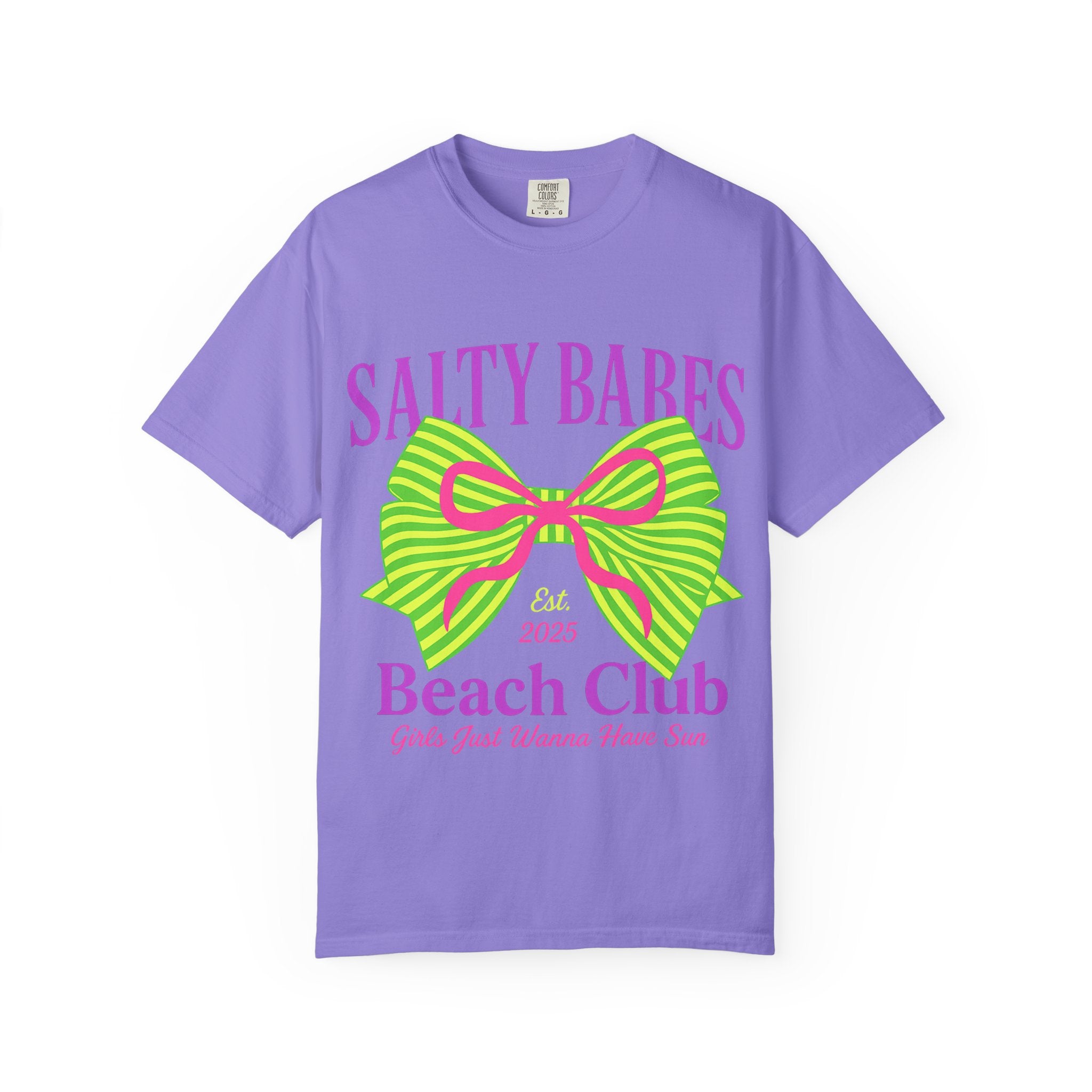 Salty Babes Beach Club T-Shirt — 2025 Neon Bow Summer Tee