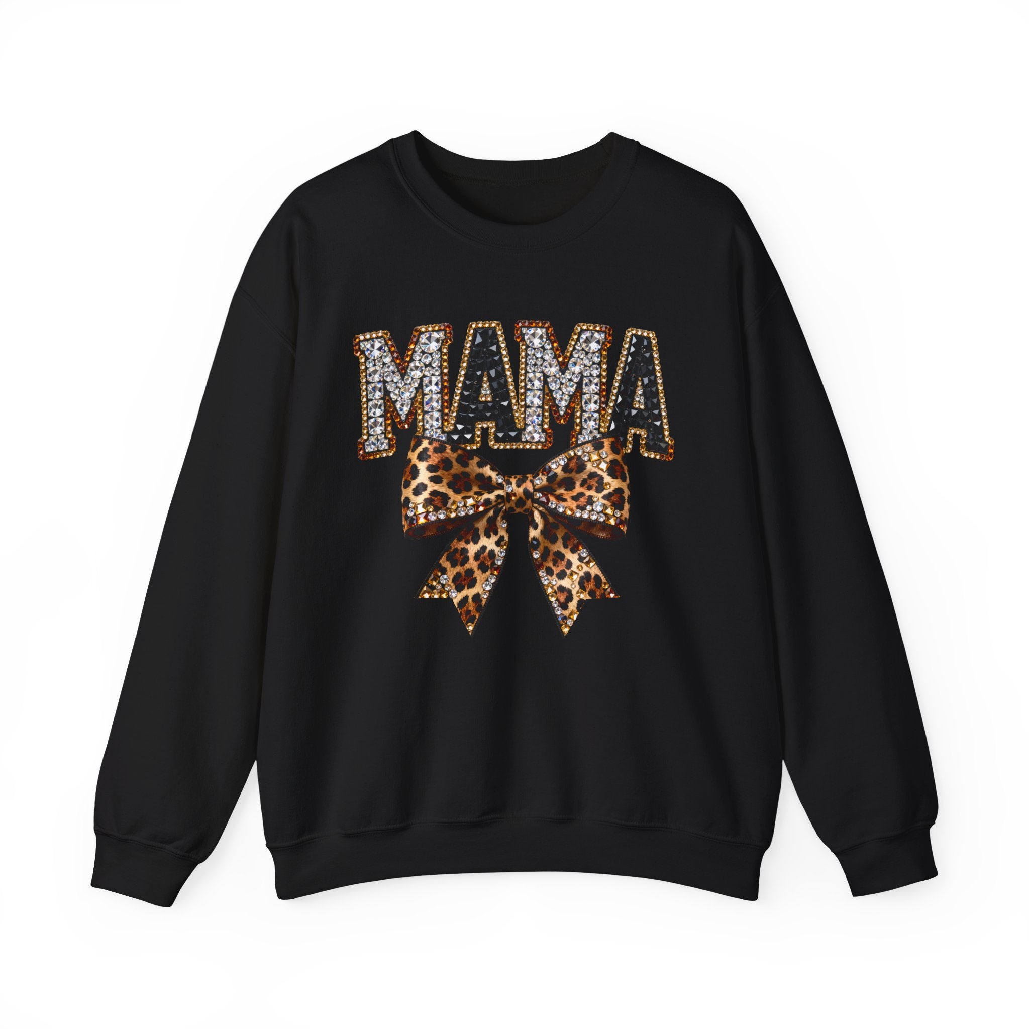 Mama Leopard Bow Crewneck Sweatshirt