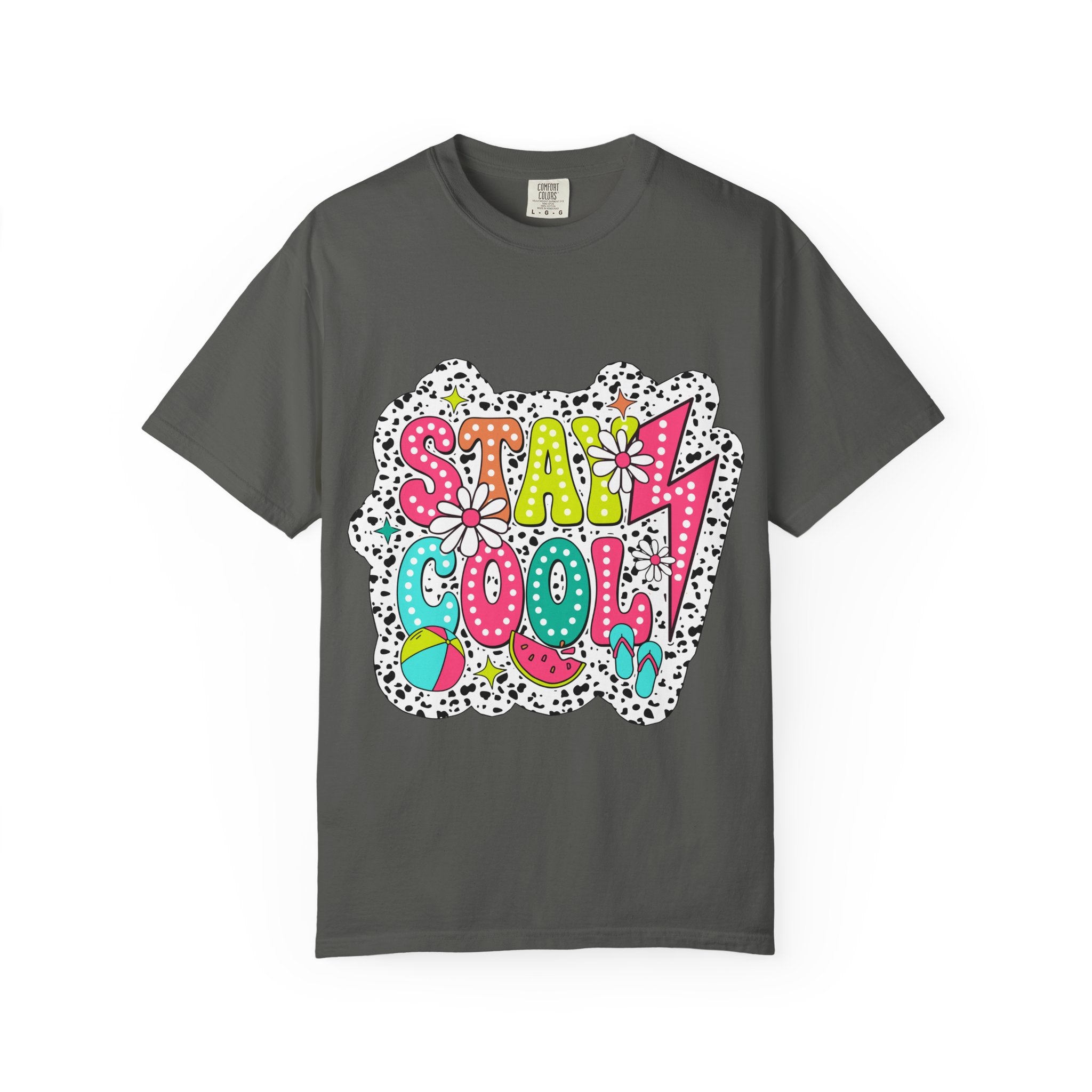 Stay Cool Graphic T-Shirt — Retro Doodle Flower & Peace Sign Tee