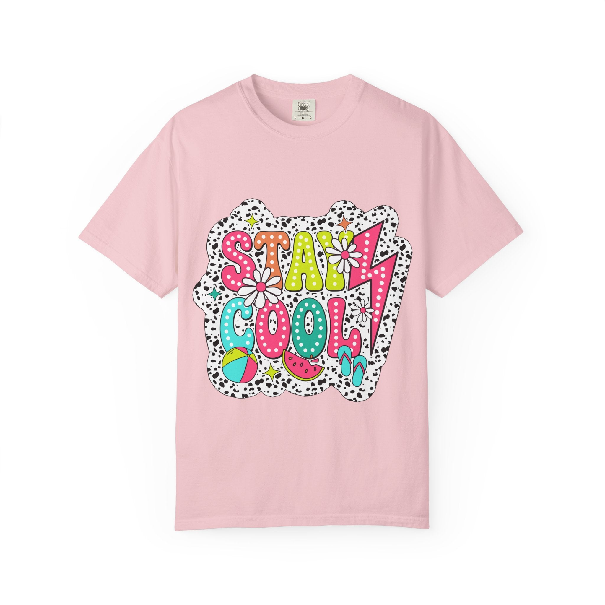 Stay Cool Graphic T-Shirt — Retro Doodle Flower & Peace Sign Tee
