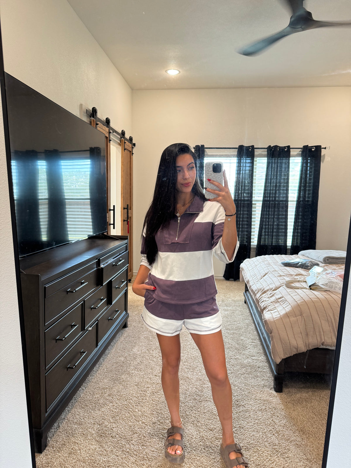 Striped Color Block Zipper Set