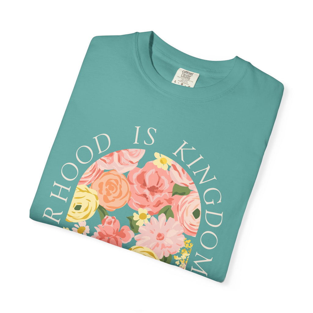 Motherhood Floral T-Shirt — "Motherhood Is Kingdom Work" (Proverbs 31:25-27)