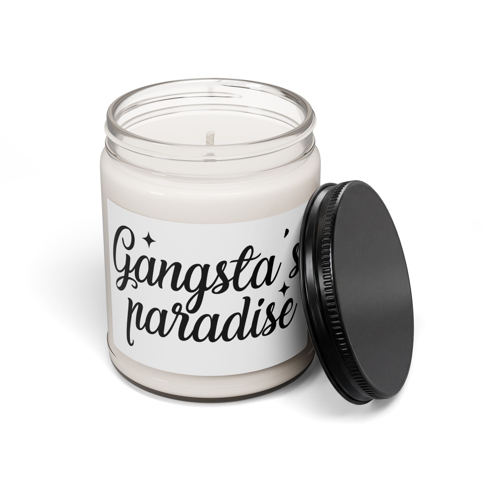 Gangsta’s Paradise Scented Soy Candle — 9oz Jar, Funny Retro Script Home Fragrance