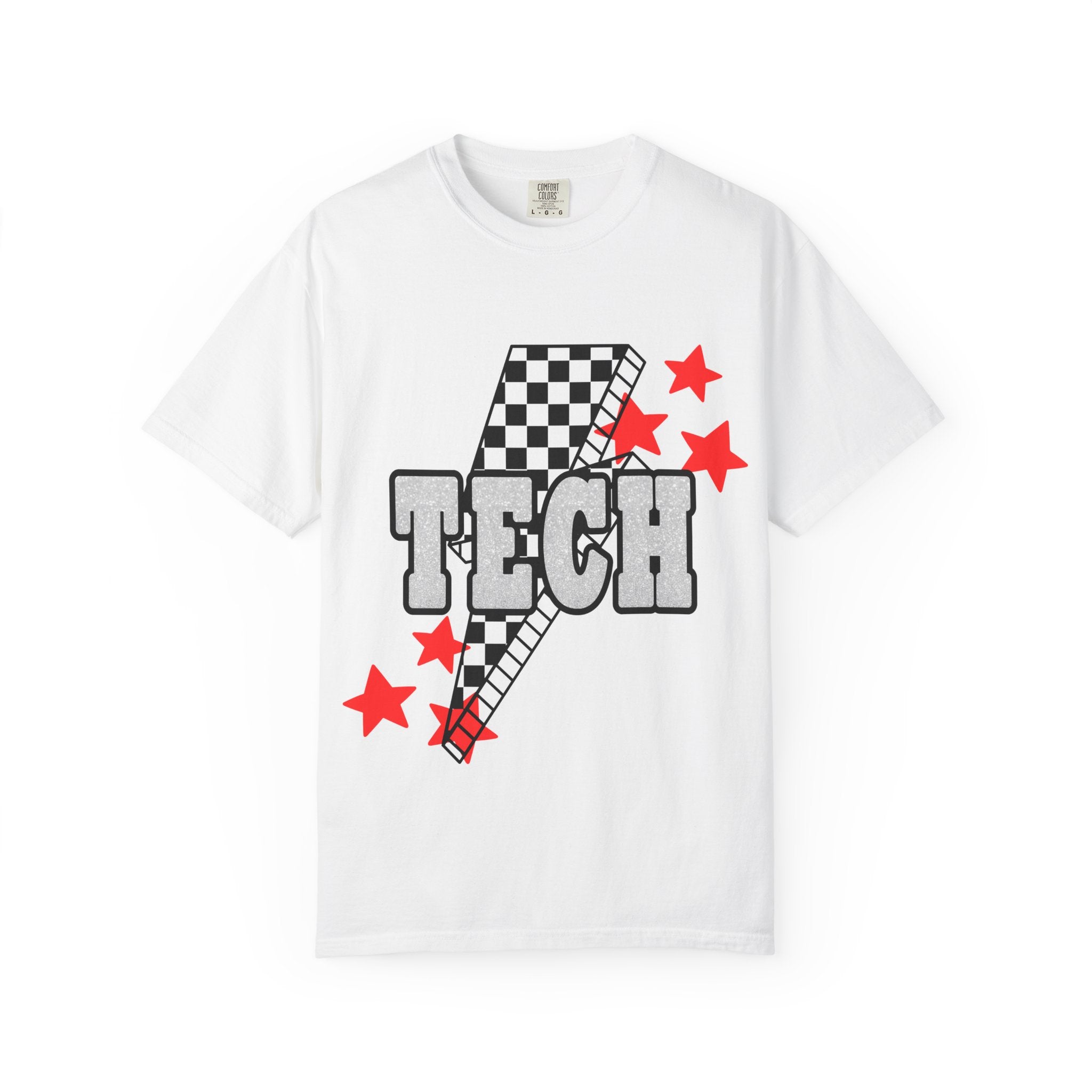 Tech Checkerboard Graphic T-Shirt — Retro Racing Stars Tee
