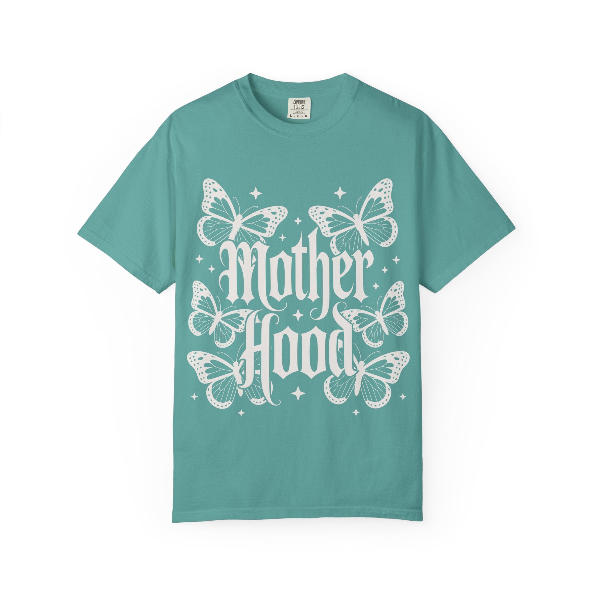 Motherhood Tee — Floral Butterfly "Mother Hood" Graphic T-Shirt