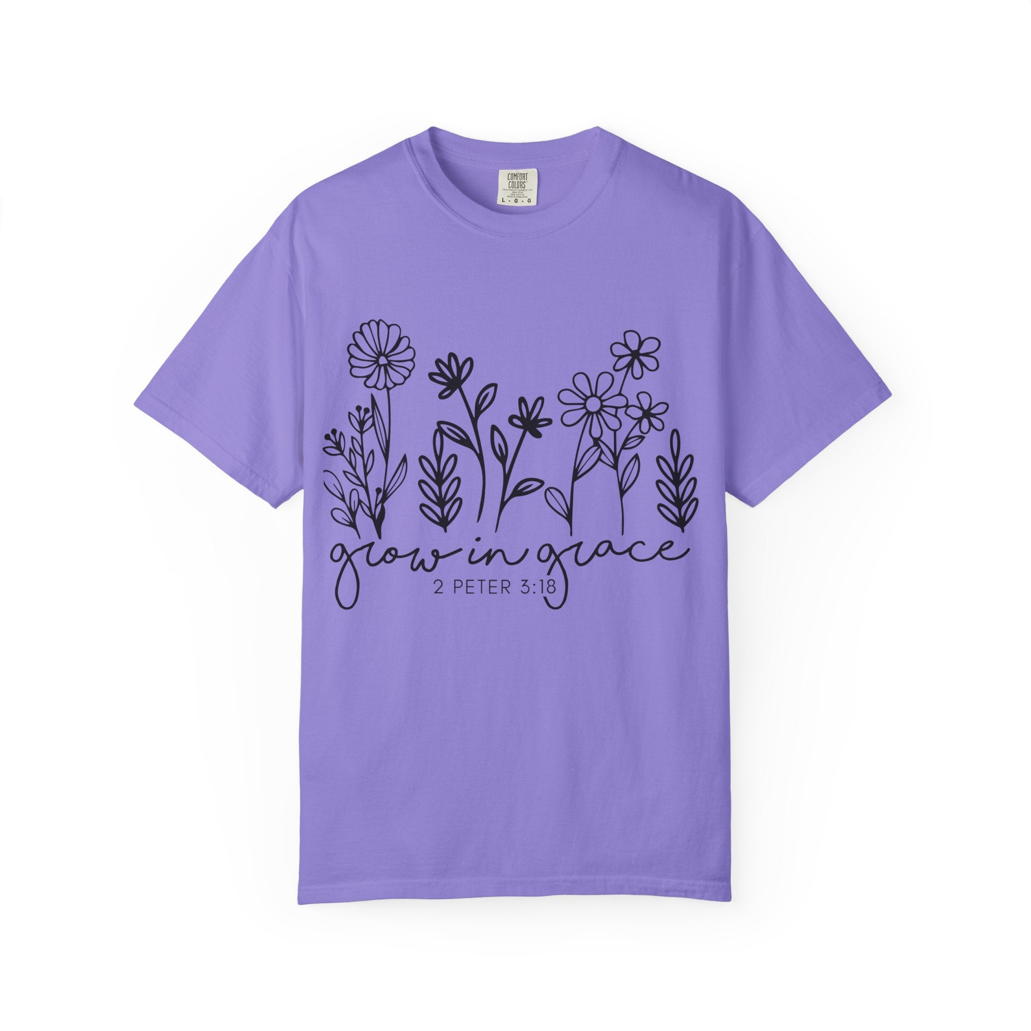 Grow in Grace Floral T-Shirt — 2 Peter 3:18 Christian Tee