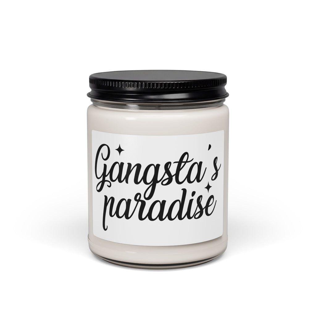 Gangsta’s Paradise Scented Soy Candle — 9oz Jar, Funny Retro Script Home Fragrance
