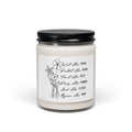 Scented Soy Candle 9oz — Floral Scripture Label (What She Was, Sarah; Portrait Like, Rahab)