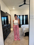 Red Striped Silk Pants