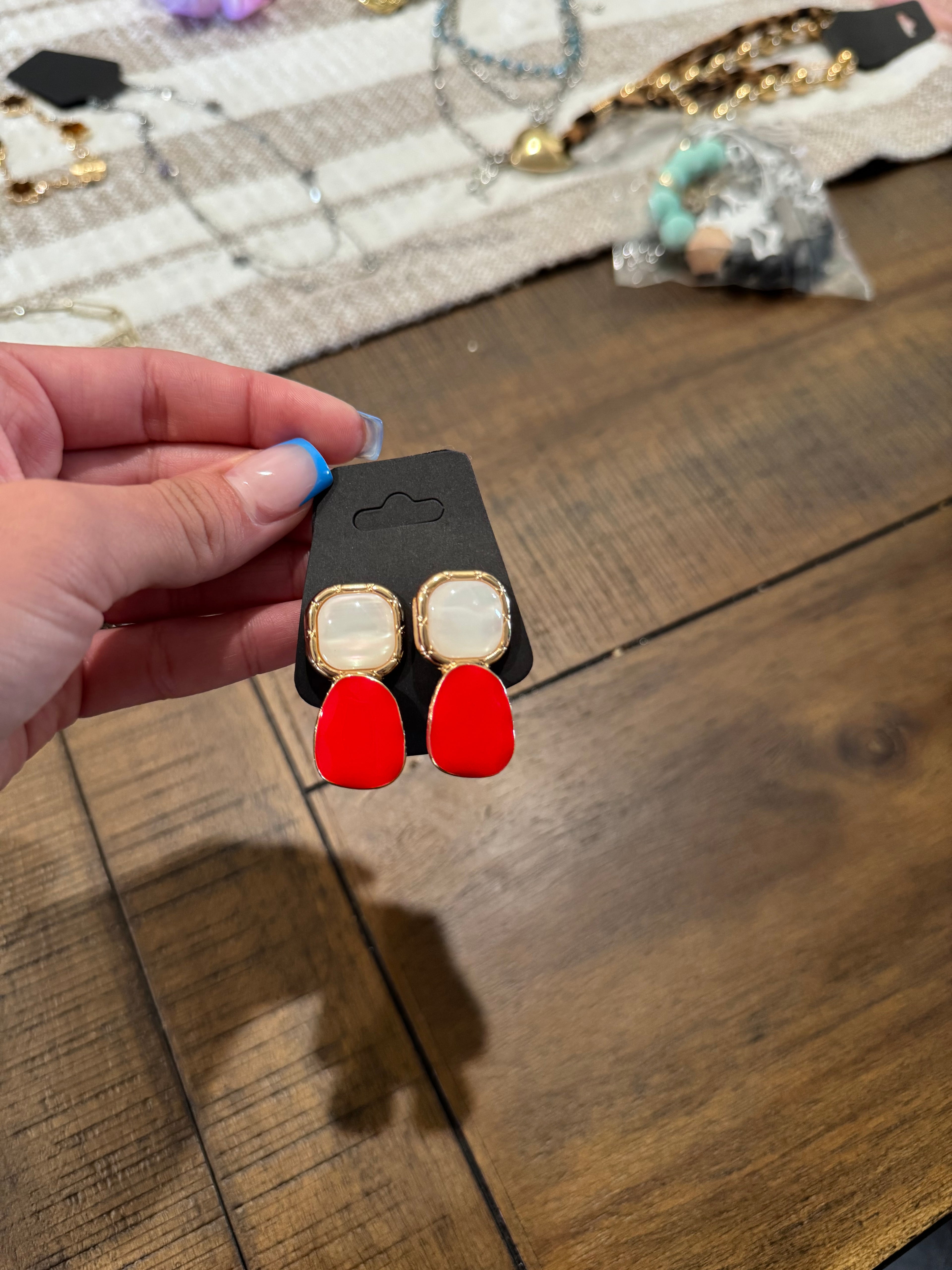 Red Pearl Earrings
