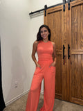 Coral Wide Leg Pants Set