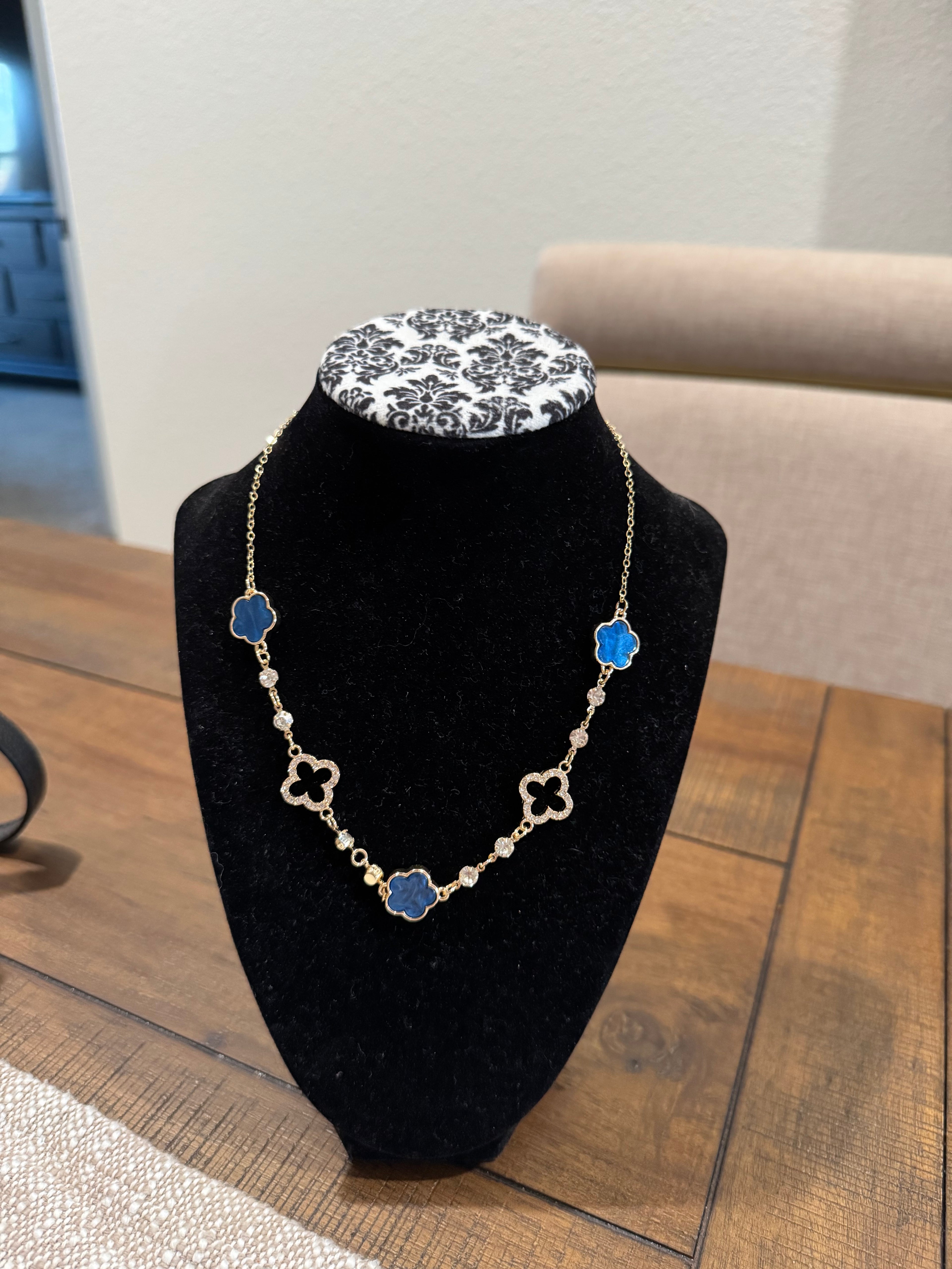 Blue Clover Necklace
